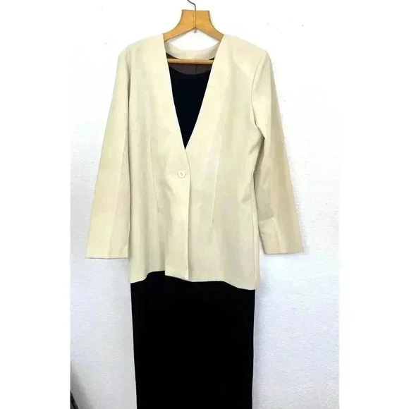 2PC VTG Jonathan Logan Brown Velvet Dress & Blazer MEDIUM Beige Women's - Picture 5 of 16